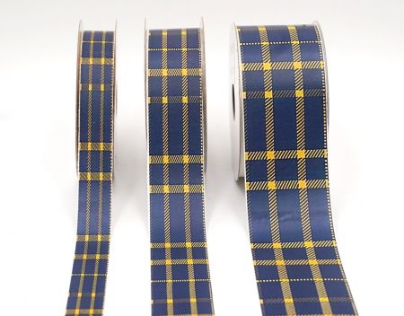 Marineblaues und Goldenes Karoband_AI